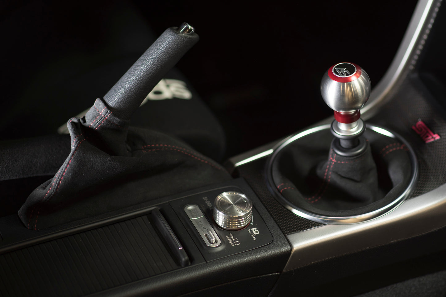 ASA1301050101 AutoStyled Black MicroSuede Shift Boot with Red Stitching Standard Shifter - 2015+ STI,