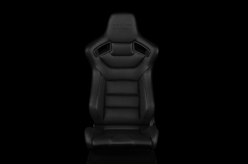 BRMBRR1-BKBS Braum Elite Series Sport Seats - Black Leatherette (Black Stitching) Pair - Universal,