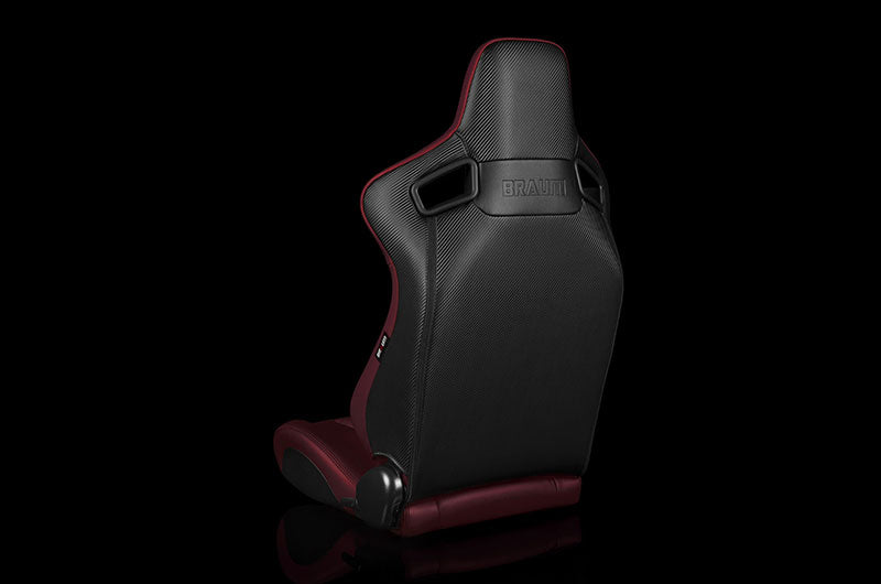 BRMBRR1X-MRBS Braum Elite-X Series Sport Seats - Maroon Leatherette (Black Stitching) Pair - Universal,