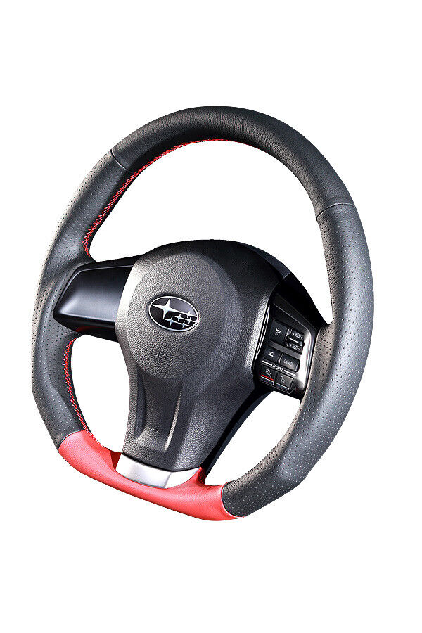 DAMD Steering Wheel Black and Red Leather with Red Stitch - 2014-2016 Subaru Forester / 2013-2016 Crosstrek