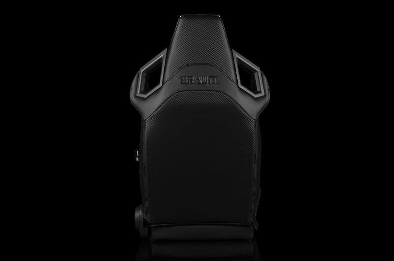 BRMBRR5-BFGS Braum Alpha X Series Sport Seats - Black Polo Fabric (Grey Stitching) Pair - Universal,