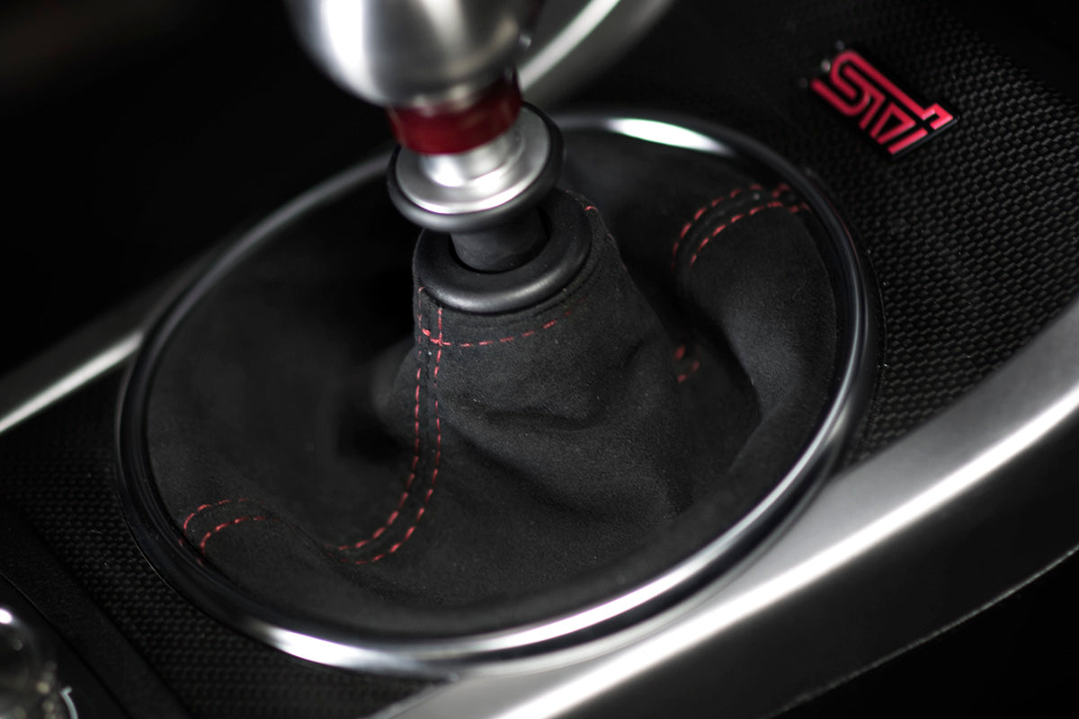 ASA1301050101 AutoStyled Black MicroSuede Shift Boot with Red Stitching Standard Shifter - 2015+ STI,