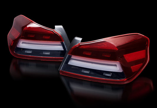 Corazon LED Type-R LED Sequential Tail Lights - Red Lens/White Bar - 2015-2021 Subaru WRX / STI