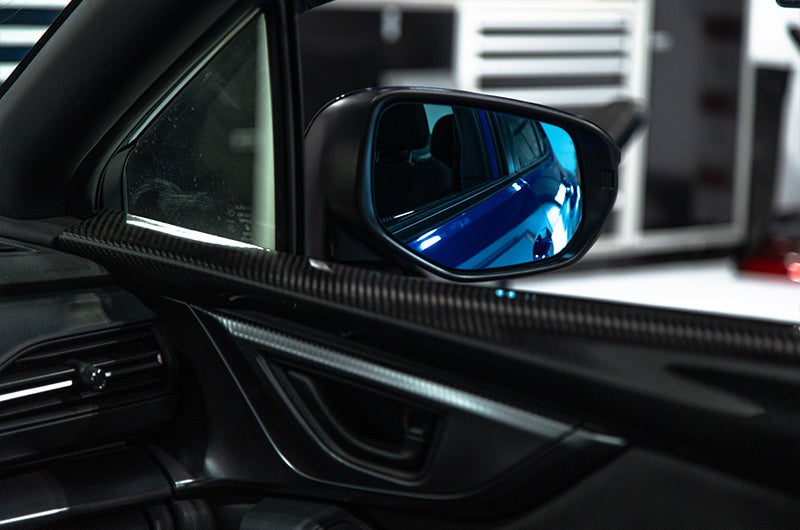 OLM Wide Angle Convex Mirrors (With Turn Signals/Defrosters) - Blue - 2022-2024 Subaru WRX