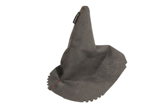 DarkMatterX  E-Brake Boot - Slate Grey / Alcantara / Red Stitching - 2022-2025 Subaru WRX (Right Hand Drive)