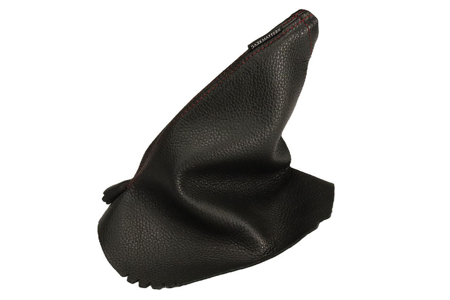 DarkMatterX  E-Brake Boot - Black / Gaucho Leather / Red Stitching - 2022-2025 Subaru WRX (Right Hand Drive)