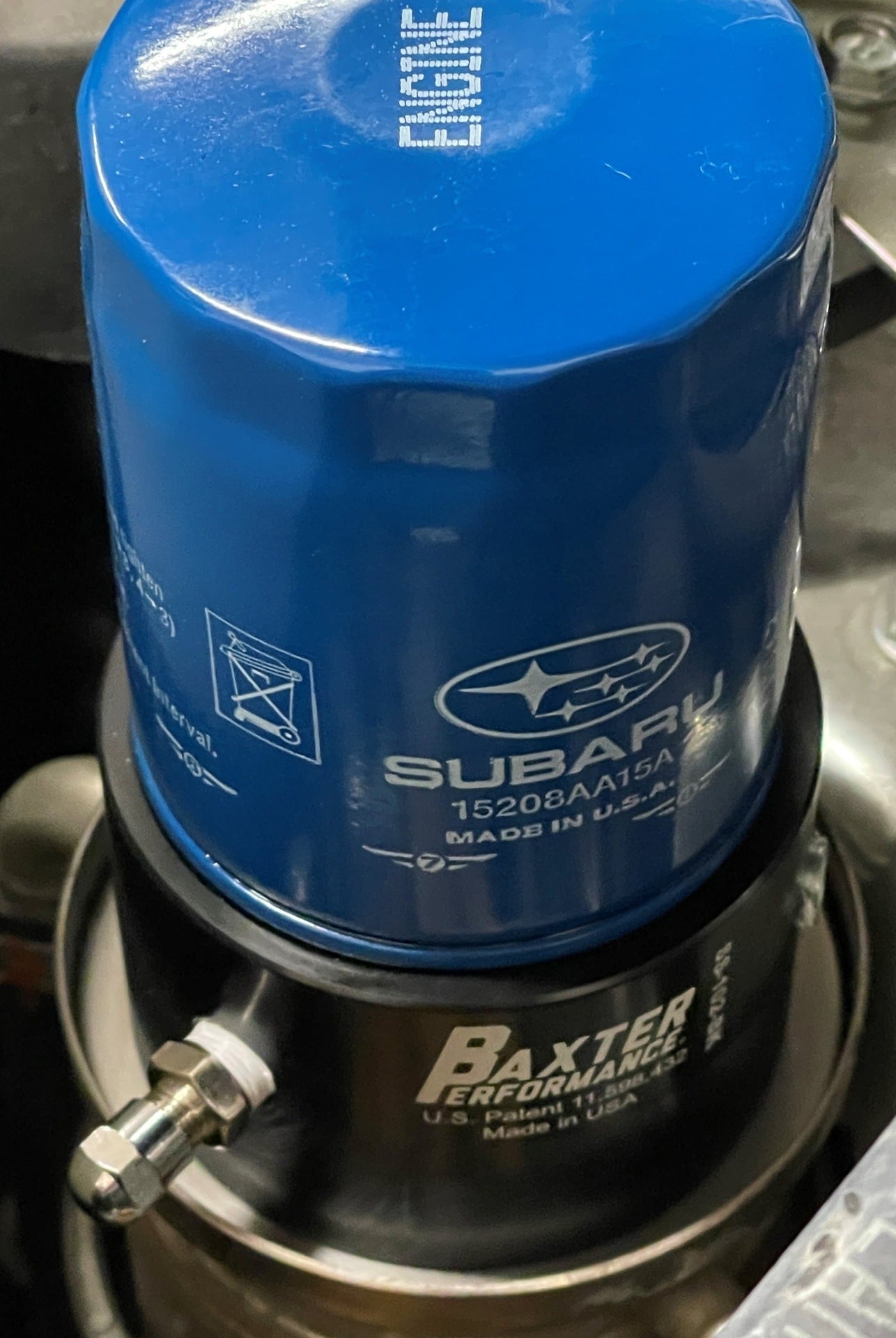 Baxter Performance Subaru Spin-on Anti-Drain Oil Filter Adapter - Subaru Models (Inc. 2015-2024 Subaru WRX / 2022-2024 Toyota GR86/ 2020-2024 Subaru BRZ)