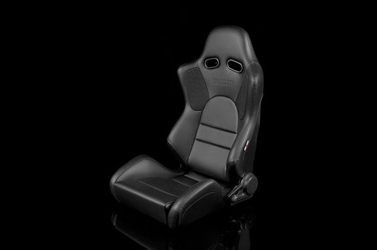 BRMBRR2-BKBK Braum Advan Series Sport Seats - Black Leatherette (Black Stitching) Pair - Universal,