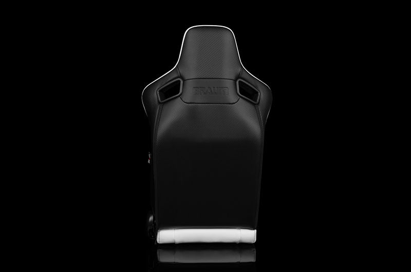BRMBRR1X-WHBS Braum Elite-X Series Sport Seats - White Leatherette (Black Stitching) Pair - Universal,