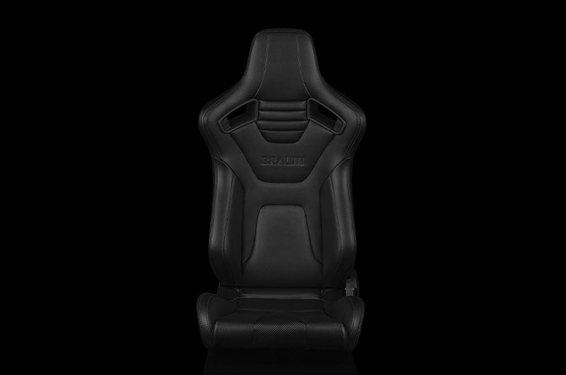 BRMBRR1X-BKBS Braum Elite-X Series Sport Seats - Black Leatherette (Black Stitching) Pair - Universal,