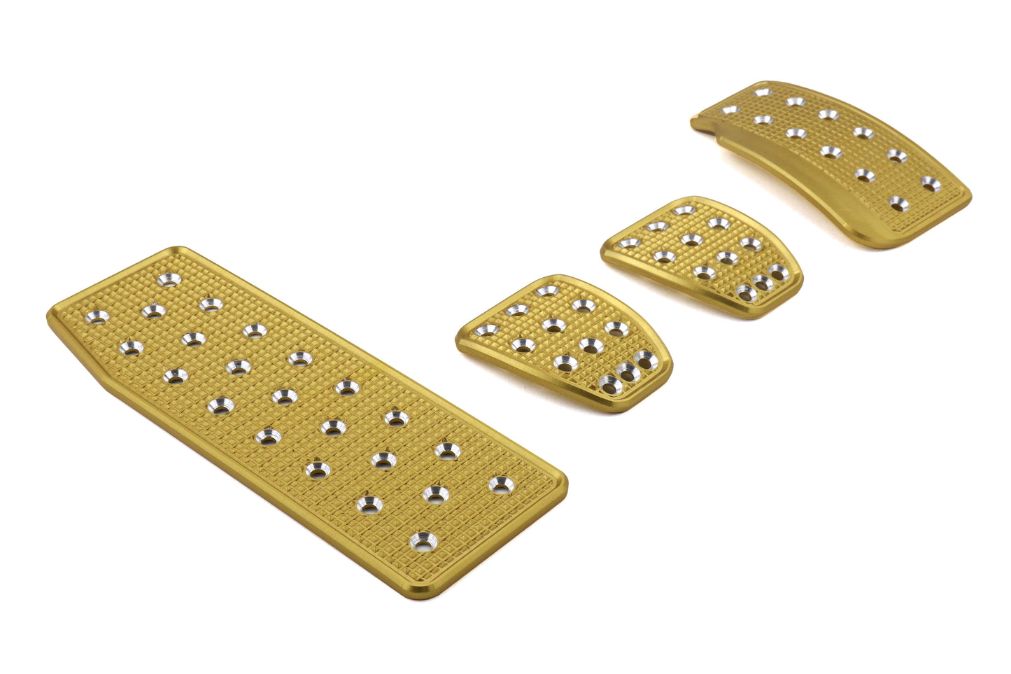 SRPSUBGDSI Billet Aluminum Sports Racing Pedals - 2015+ WRX / 2015+ STI / 2013+ BRZ-Full Set - Gold / Silver Grid,