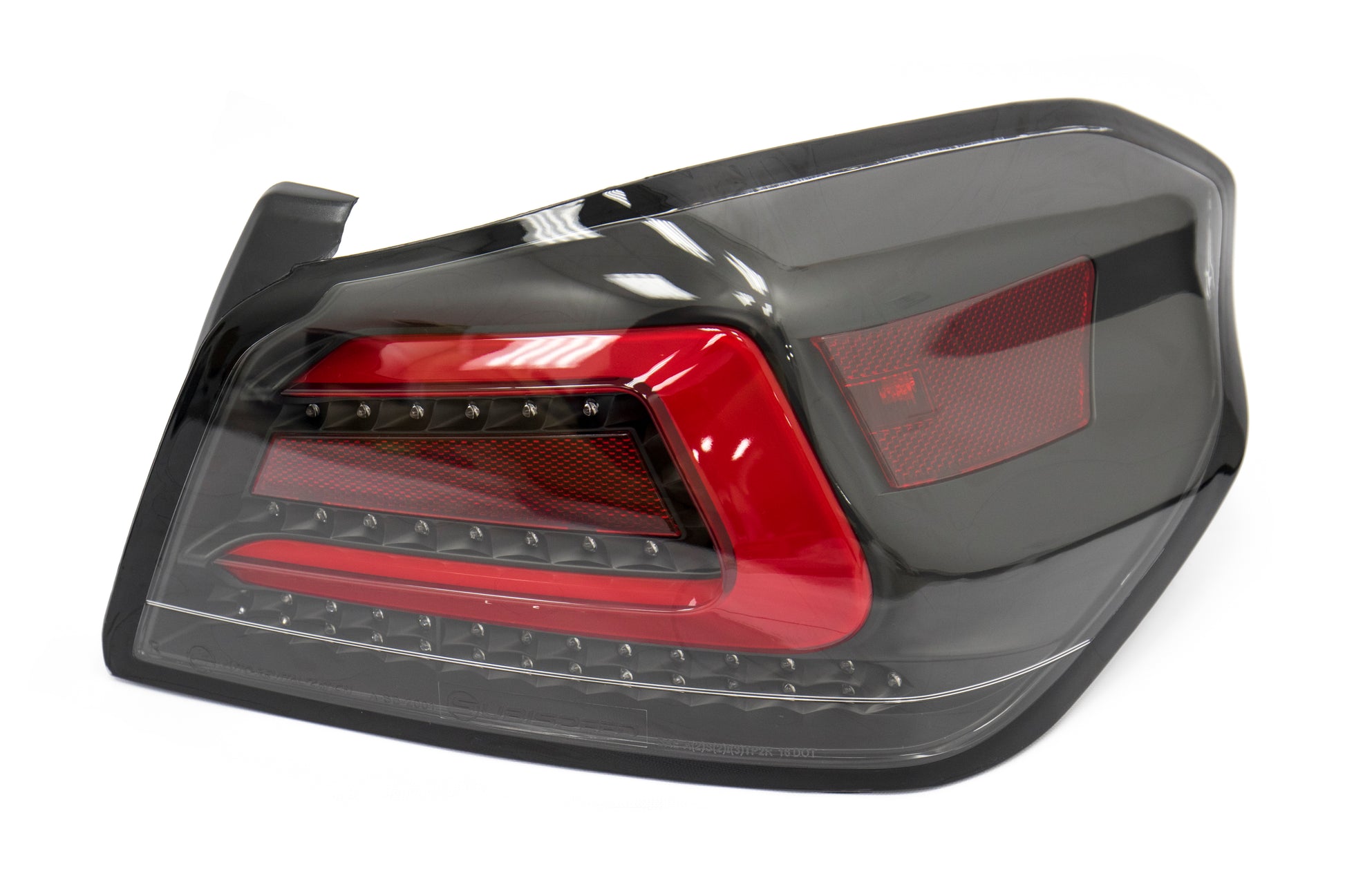 SBSSS15WRX-TR-CBR SubiSpeed USDM TR Style Sequential Tail Lights - 2015+ WRX / 2015+ STI-Clear Lens with Black Reflector and Red Running Light,