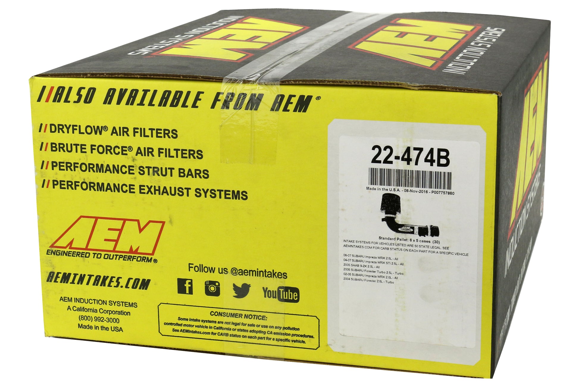 AEM22-474B AEM Short Ram Intake Blue - Subaru WRX/STi 2002-2007,