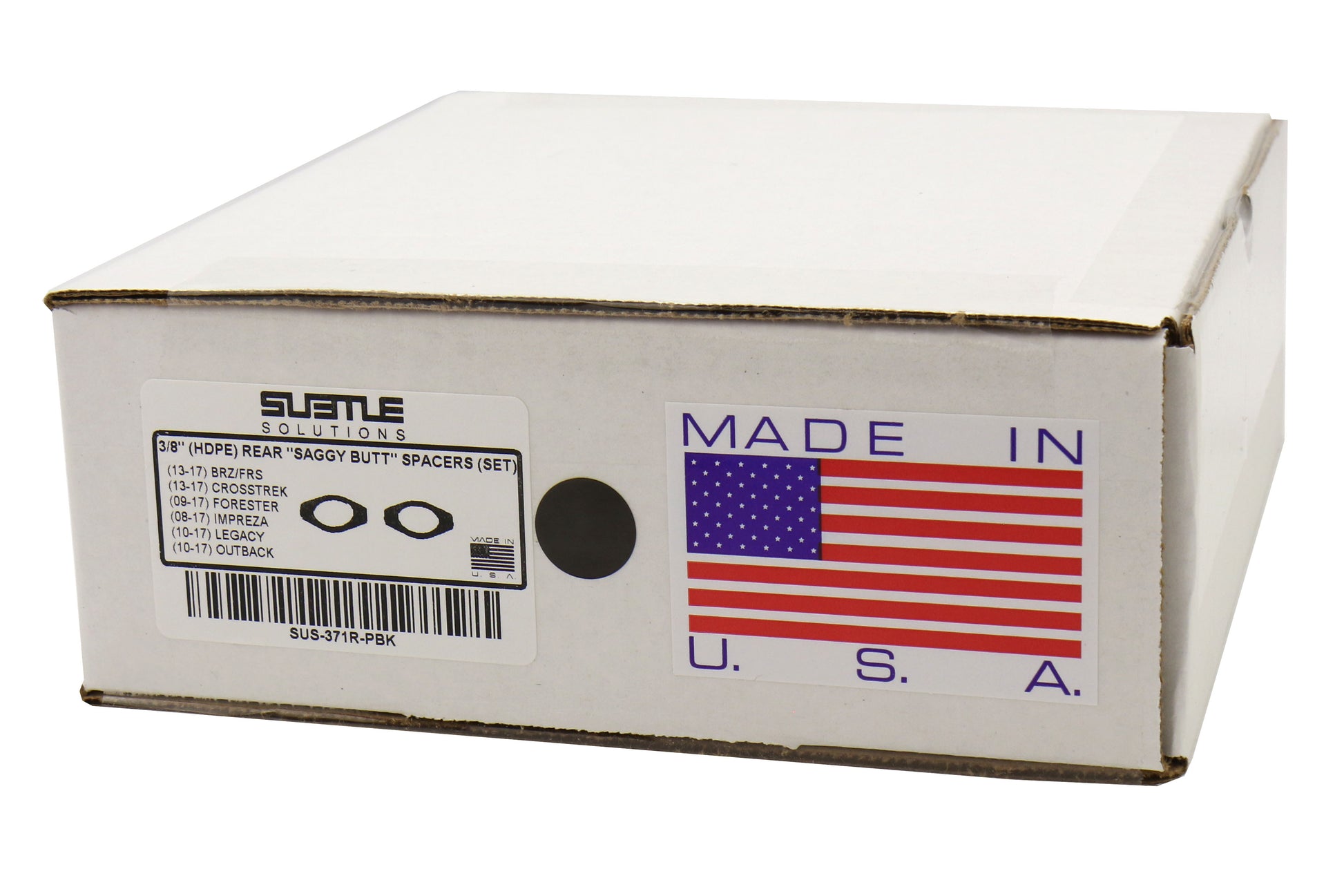 SBTSUS-371R-PBK Subtle Solutions 3/8in Saggy Butt Rear Spacer Set - 2015-2021 Subaru WRX / 2013-2021 FRS / BRZ / 86 / 2014-2017 Forester / 2016-2018 Crosstrek,