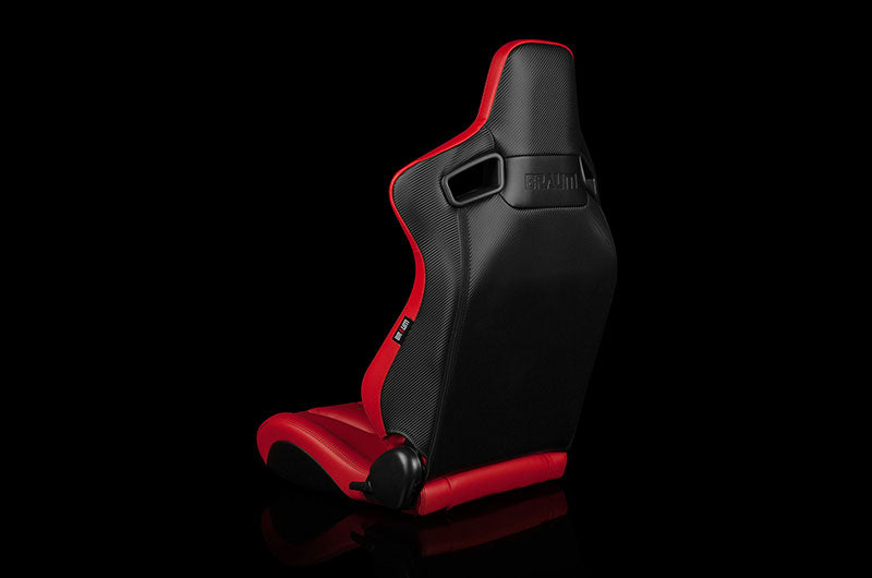 BRMBRR1X-RDRT Braum Elite-X Series Sport Seats - Komodo Edition | Red Leatherette (Black Stitching) Pair - Universal,