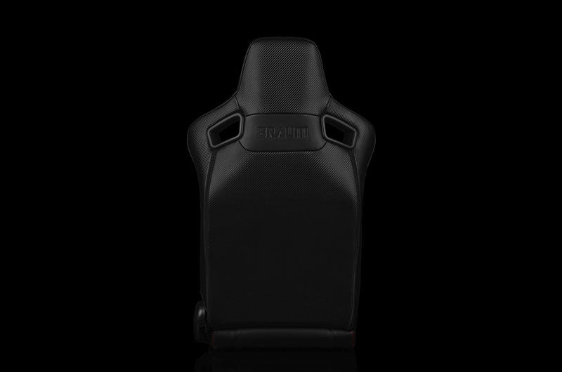 BRMBRR1X-NDOS Braum Elite-X Series Sport Seats - Black PU / Navy Denim / Orange Stitching Pair - Universal,