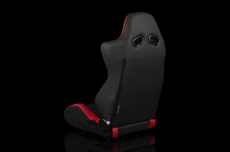 BRMBRR3-BKRR2 Braum S8 Series V2 Sport Seats - Black and Red Leatherette Pair - Universal,