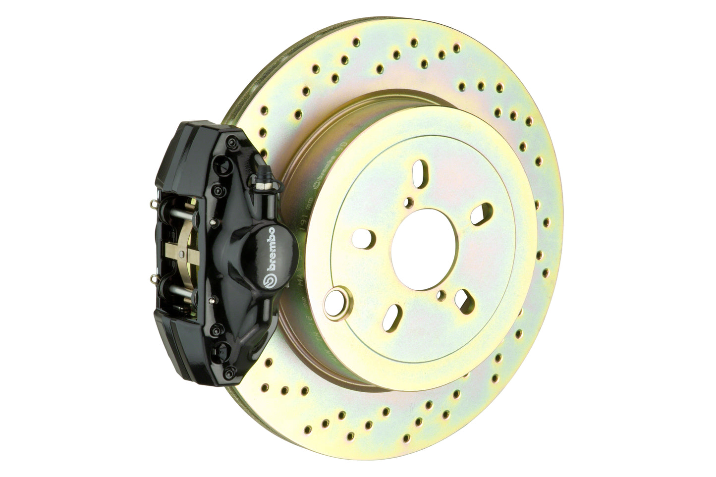 BRE2E4.5003A1 Brembo 2 Piston Rear BBK Drilled or Slotted : Black Claiper, Drilled Rotor - 2E4.5003A1,