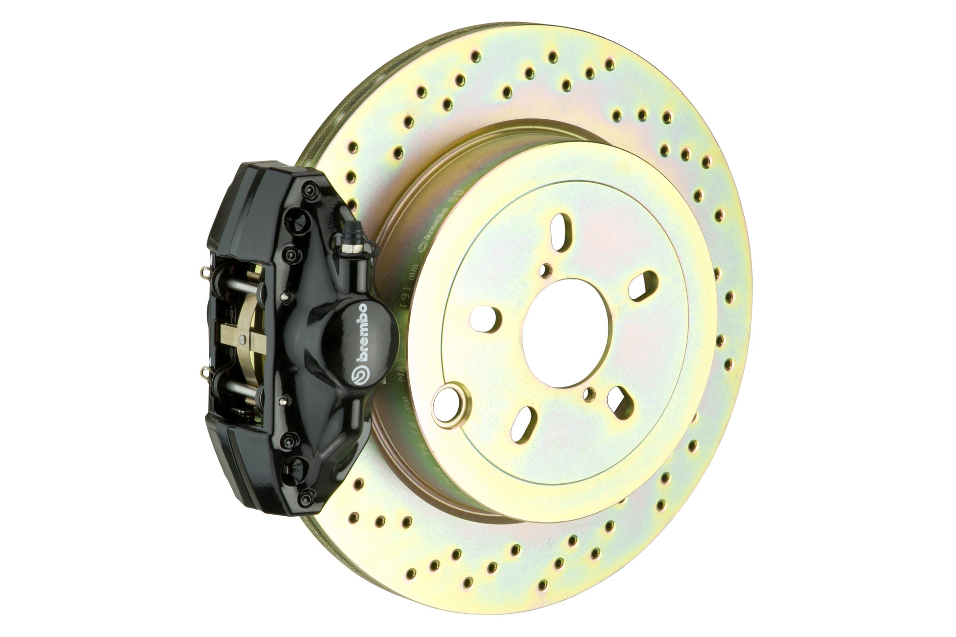 BRE2E4.5003A1 Brembo 2 Piston Rear BBK Drilled or Slotted : Black Claiper, Drilled Rotor - 2E4.5003A1,
