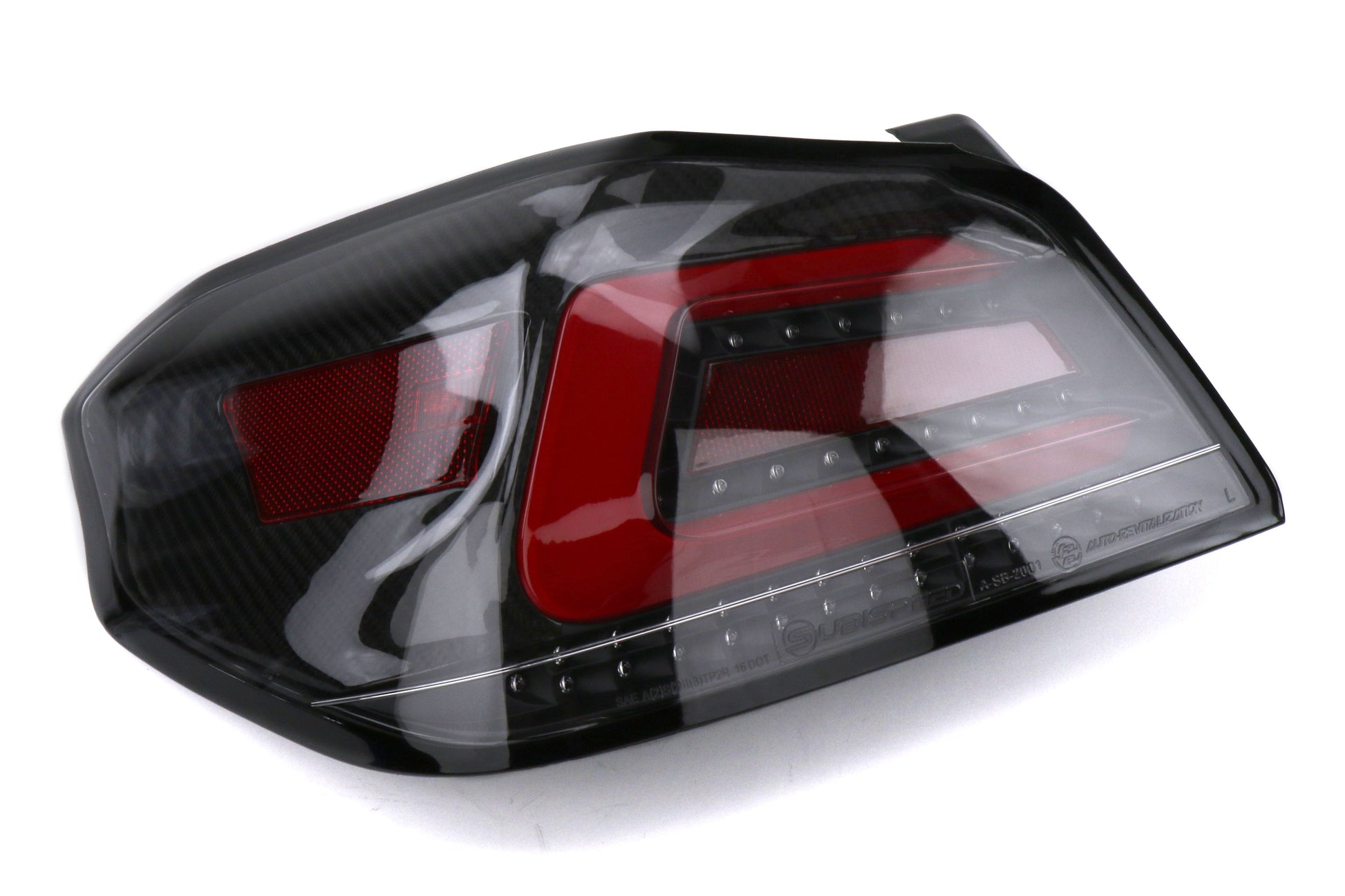 SBSSS15WRX-TR-CF SubiSpeed LE Carbon Fiber USDM TR Style Sequential Tail Lights - 2015+ WRX / 2015+ STI-Clear Lens with Carbon Fiber Base and Red Running Light,