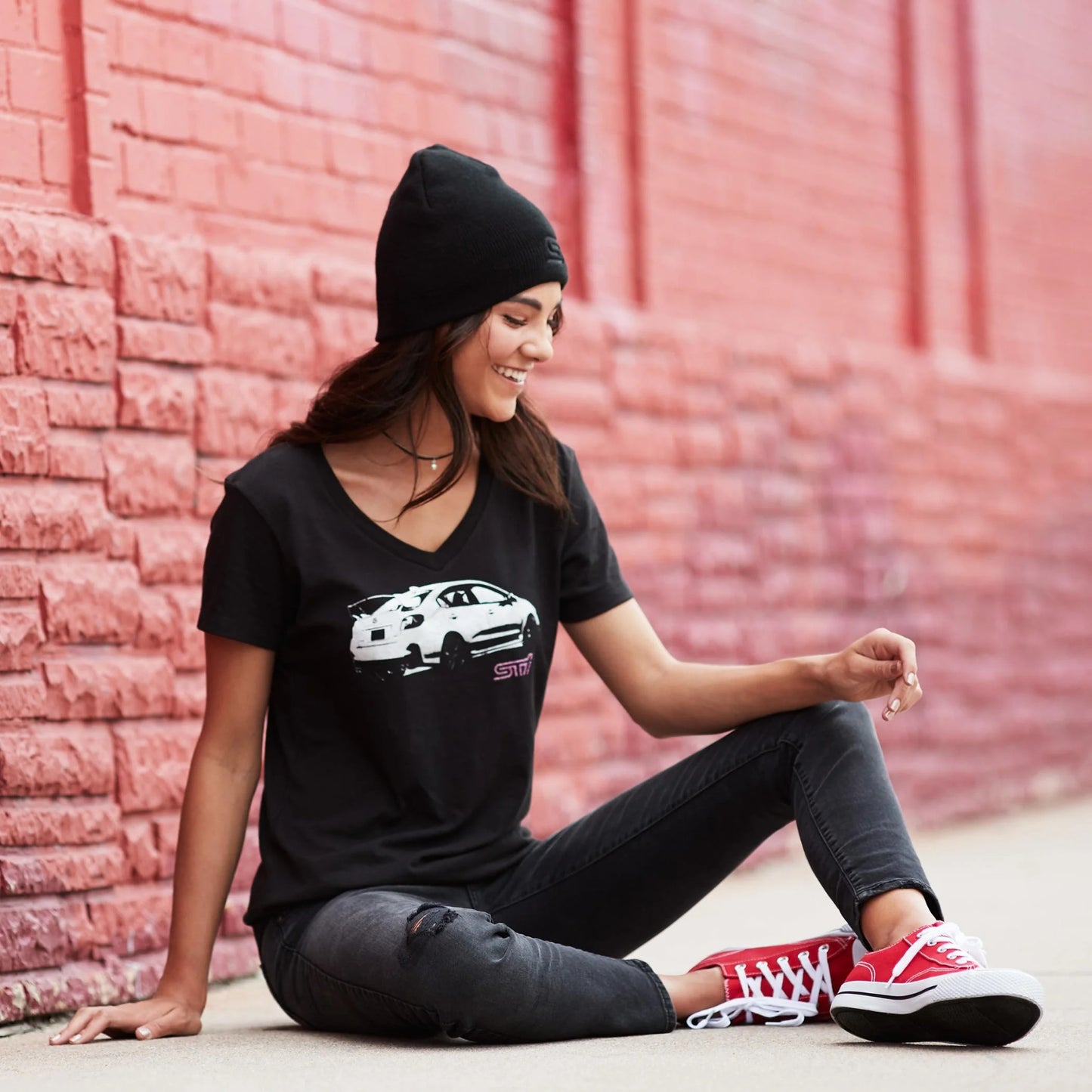 SKU: SUB3077532,,Subaru Women's STI V-Neck T-Shirt-2X,