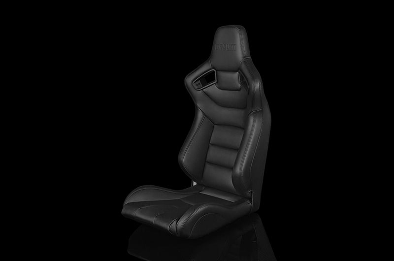BRMBRR1-BKFB Braum Elite Series Fixed Back Sport Seat - Black Leatherette (Black Stitching) Each - Universal,