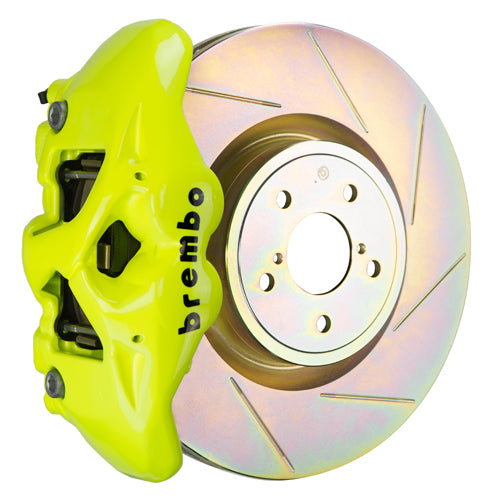 BRE1S5.6001A7 Brembo GT Systems Monobloc 4 Piston 326mm Slotted Fluorescent Yellow Front - 2002-2014 Subaru WRX / 2002-2014 Subaru STI,