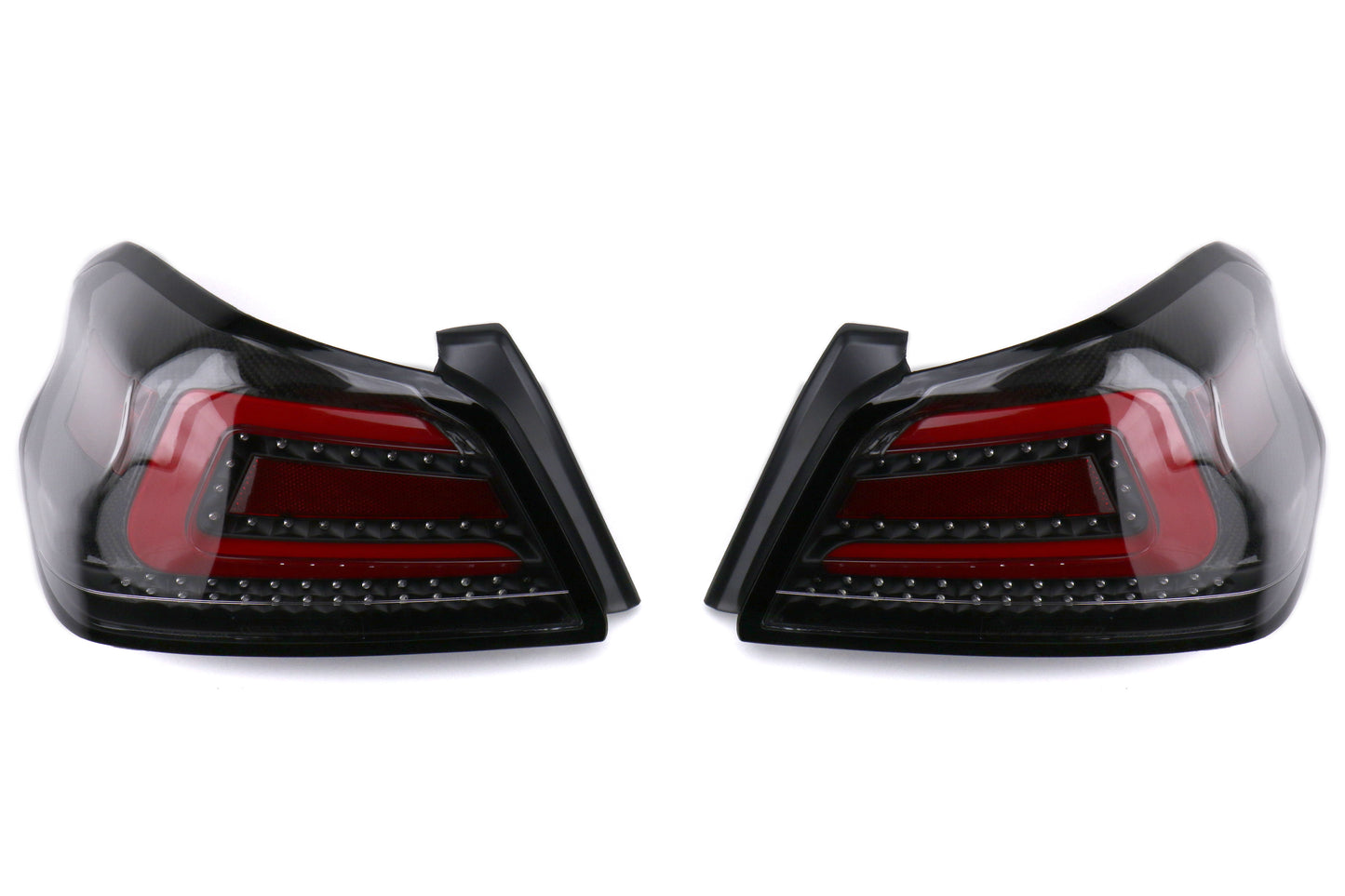 SBSSS15WRX-TR-CF SubiSpeed LE Carbon Fiber USDM TR Style Sequential Tail Lights - 2015+ WRX / 2015+ STI-Clear Lens with Carbon Fiber Base and Red Running Light,