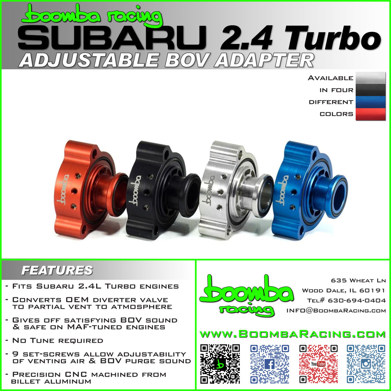 Boomba Racing BOV ADAPTOR (RED) - 2022-2024 Subaru WRX