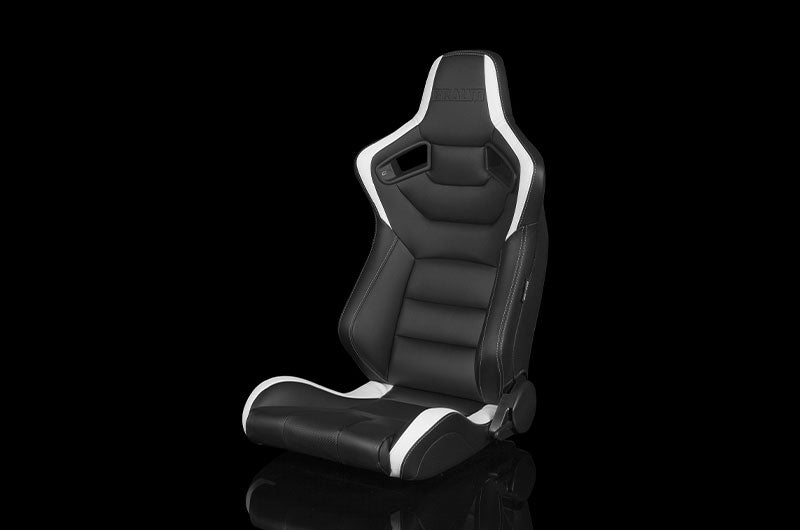 BRMBRR1-BKWW Braum Elite Series Racing Seat (Black & White) - Universal,