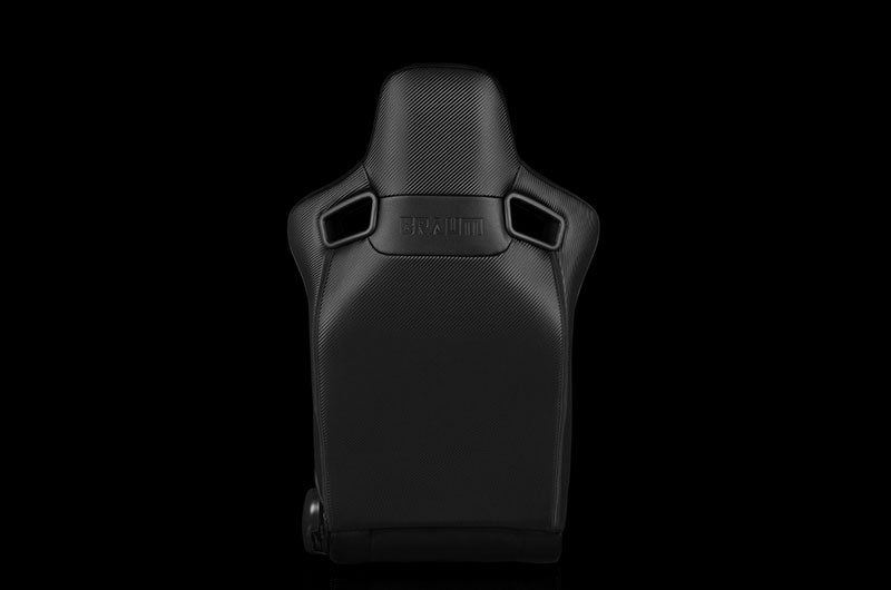 BRMBRR1R-BFRD Braum Elite-R Series Sport Seats - Black and Red Polo Cloth (Red Stitching) Pair - Universal,