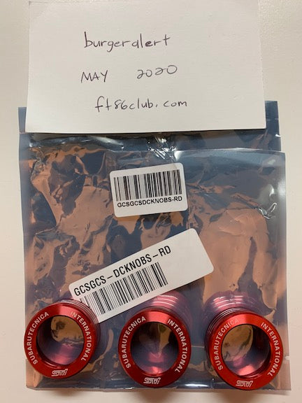 SKU: GCSGCS-DCKNOBS-RD,,Subaru Tecnica International Style Dual Climate Control Knobs,