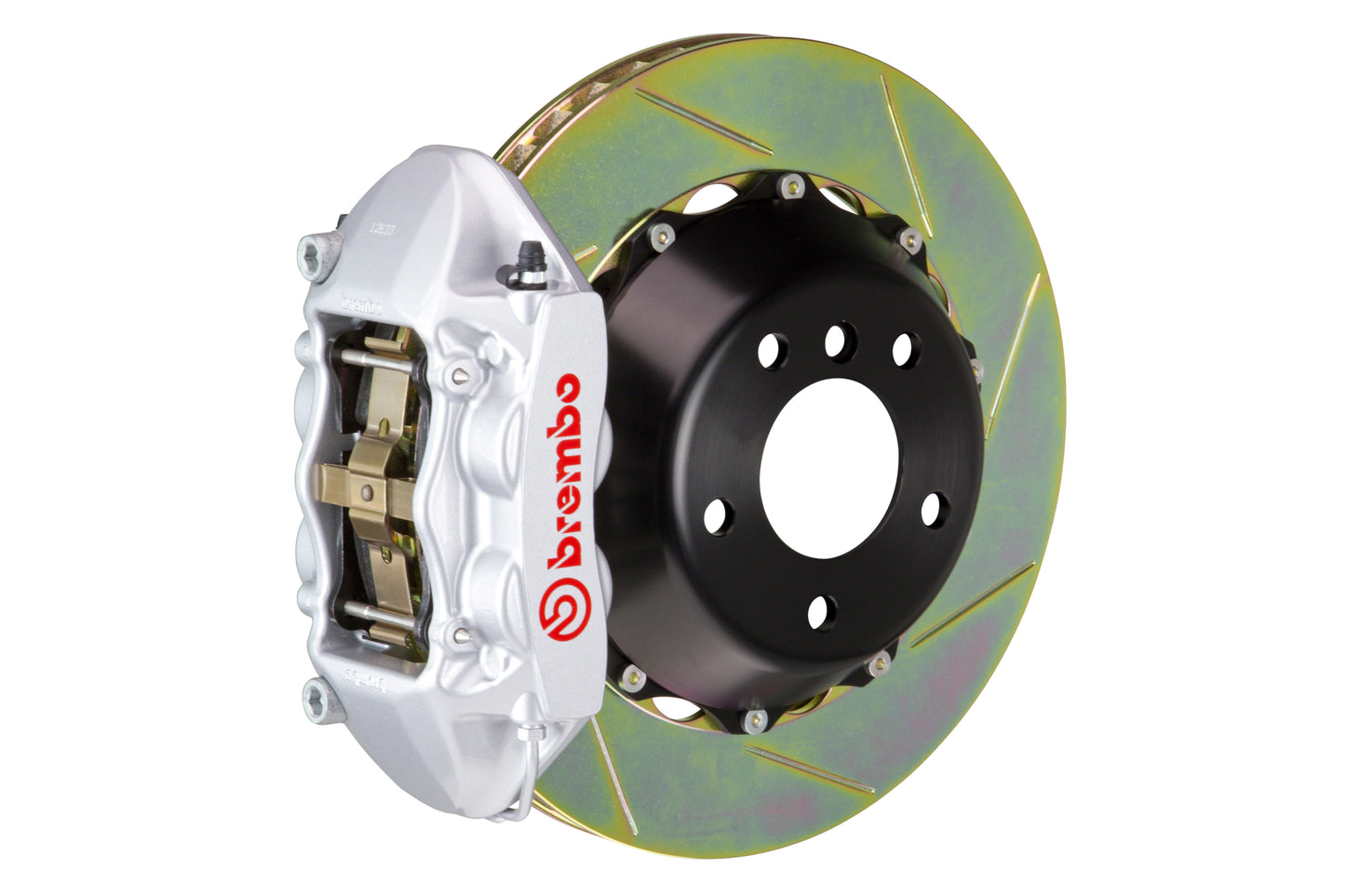 BRE2P2.8042A3 Brembo 4 Piston Rear BBK Slotted or Drilled : Silver Caliper, Slotted Rotor - 2P2.8042A3,