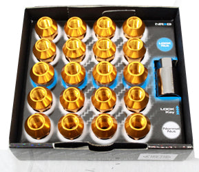 SKU: LN-110-21-RG,,100 Series - Tuner Style Open End Lug Nut  & Lock Set - M12x1.25 - Rose Gold - T6061 Aluminum Alloy - Incl. 16  Lugs, 4 Locks & 1 Key,