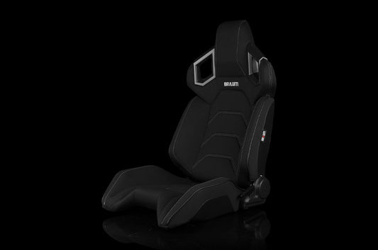 BRMBRR5-BFGS Braum Alpha X Series Sport Seats - Black Polo Fabric (Grey Stitching)  Pair - Universal,