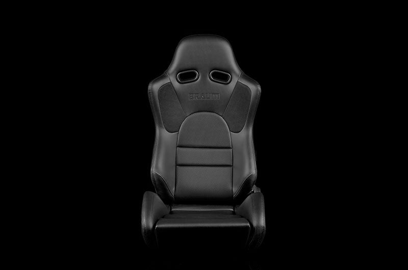 BRMBRR2-BKBK Braum Advan Series Sport Seats - Black Leatherette (Black Stitching) Pair - Universal,