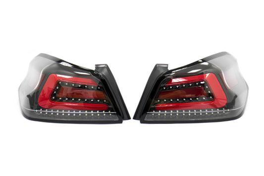 SBSSS15WRX-TR-CBR SubiSpeed USDM TR Style Sequential Tail Lights - 2015+ WRX / 2015+ STI-Clear Lens with Black Reflector and Red Running Light,