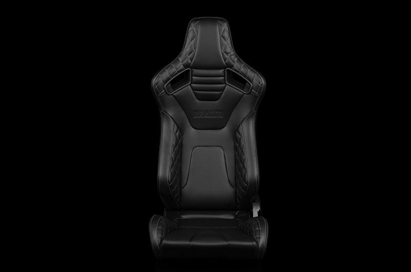 BRMBRR1X-BDGS Braum Elite-X Series Sport Seats - Black Diamond (Grey Stitching) Pair - Universal,