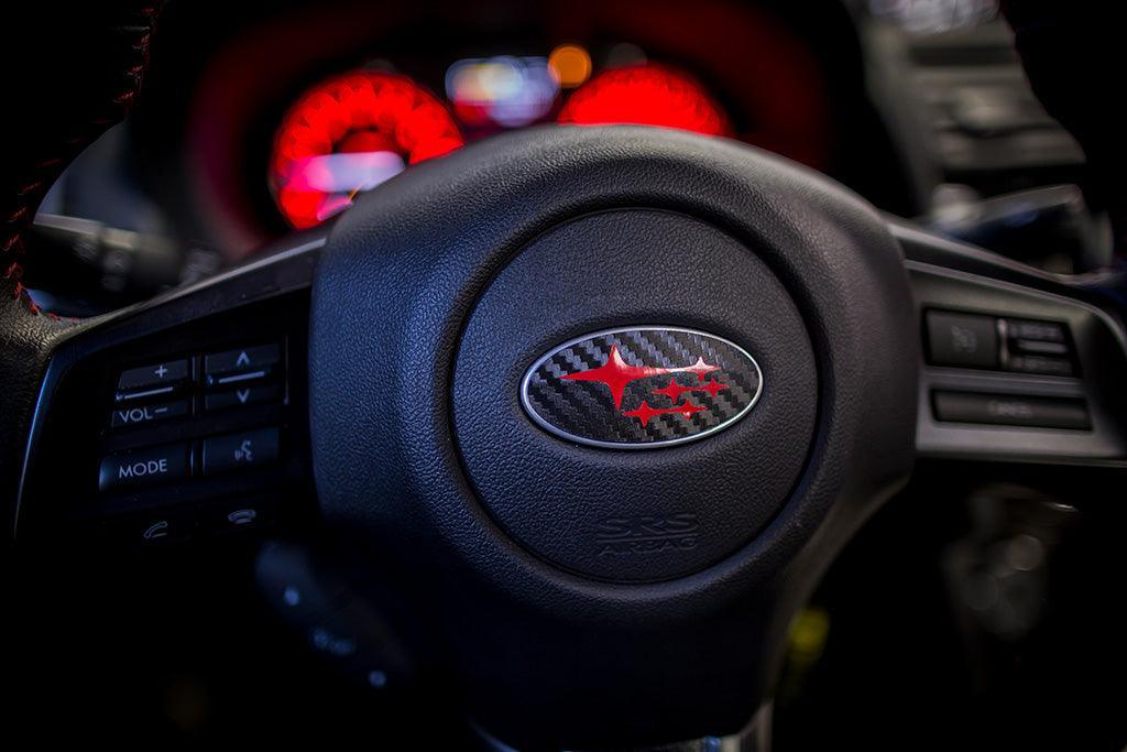 SFB15SUBSTUP3DBPR 3D Carbon Steering Wheel Emblem Overlay - 2013+ BRZ / 2014+ Foester / 2013+ Crosstrek-3D Carbon (Black)-Purple,