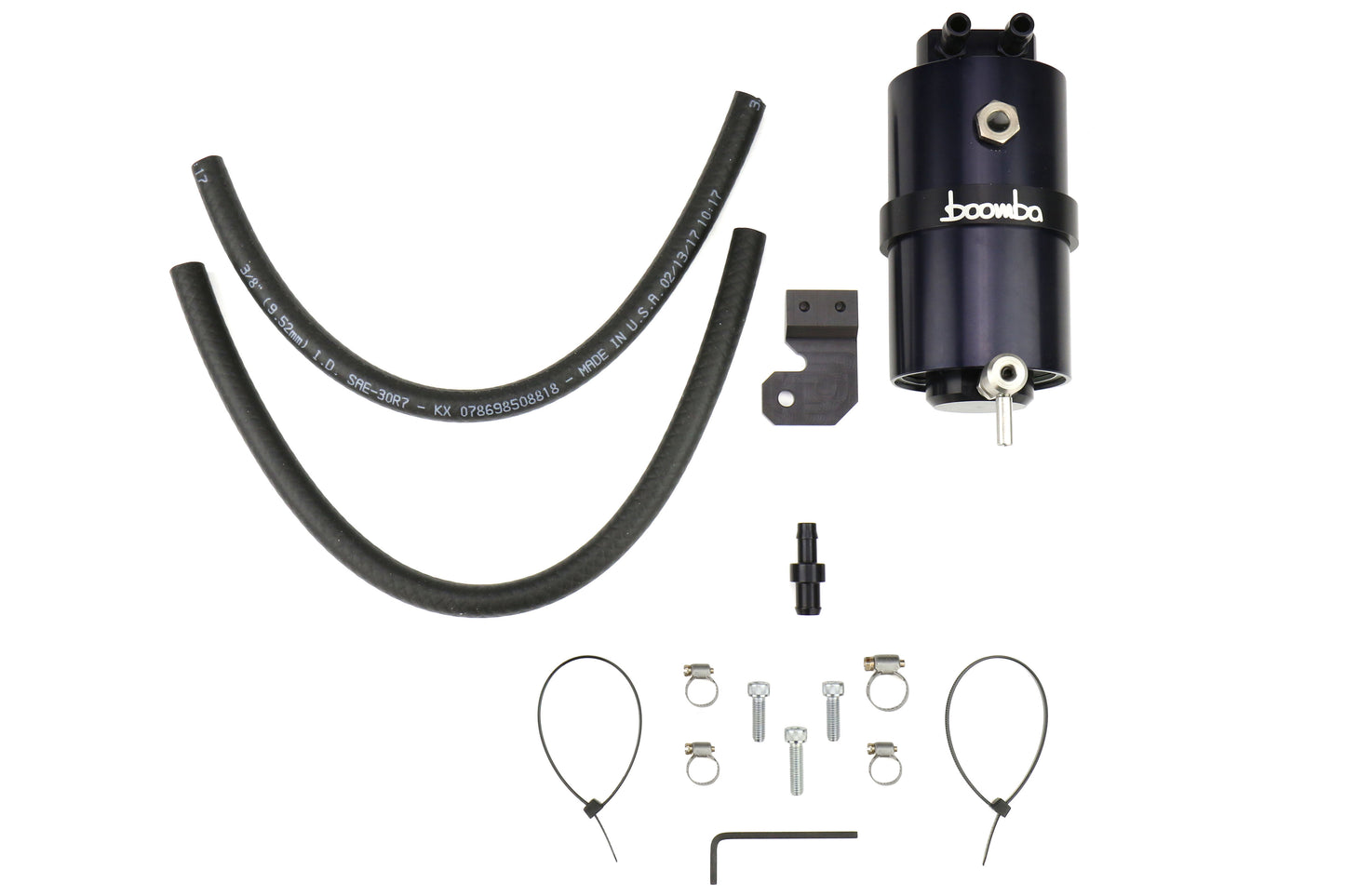 BBA031-00-026B Boomba Racing Stage 2 Oil Catch Can Kit (PCV) - 2015+ WRX-Black,