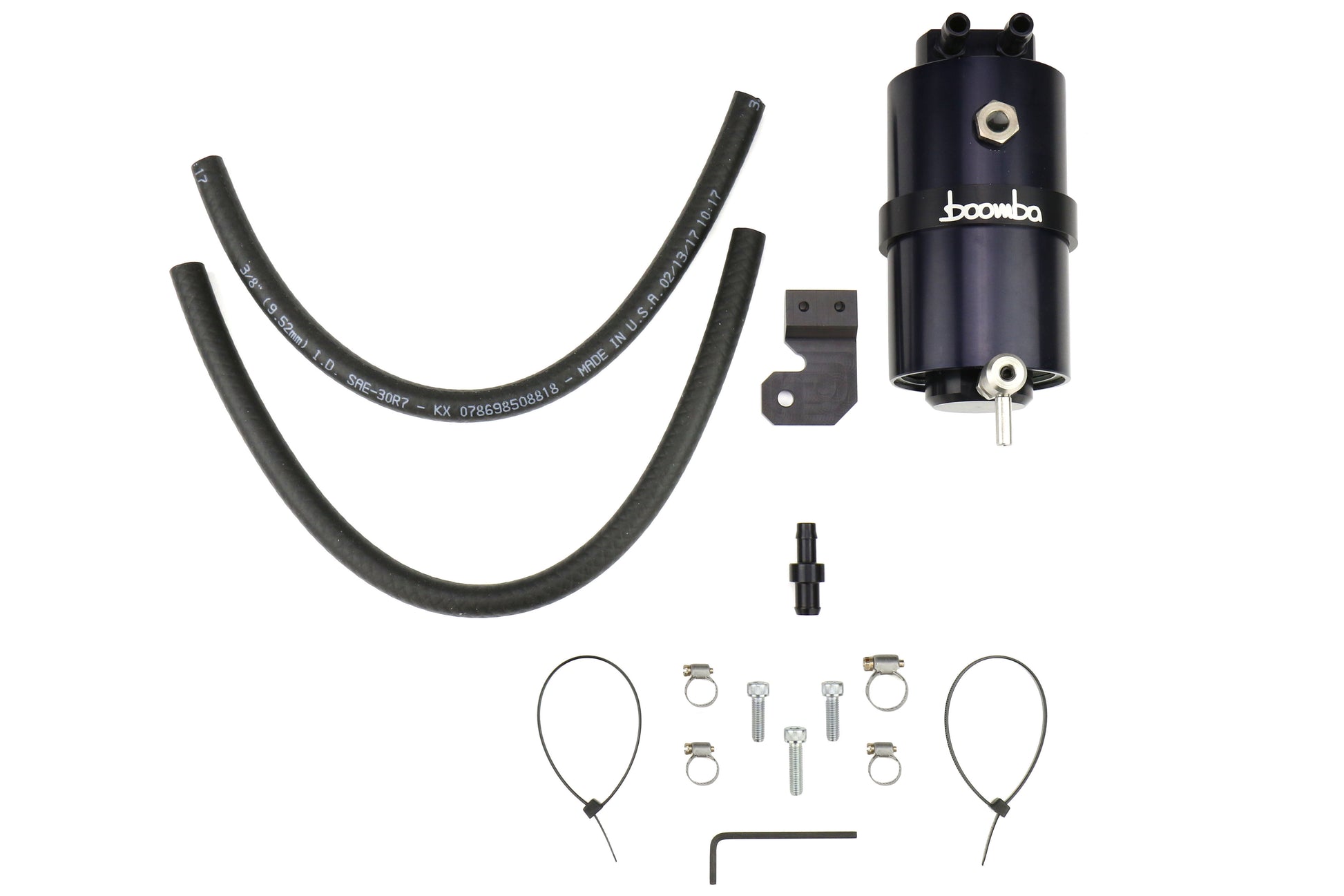 BBA031-00-026B Boomba Racing Stage 2 Oil Catch Can Kit (PCV) - 2015+ WRX-Black,