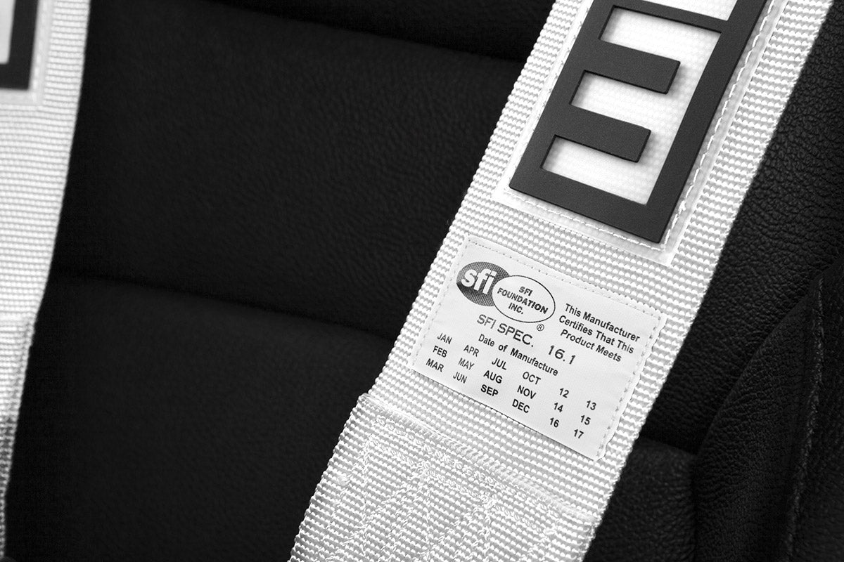 Braum 5 Point 3inch SFI Approved Racing Harness - White Each - Universal