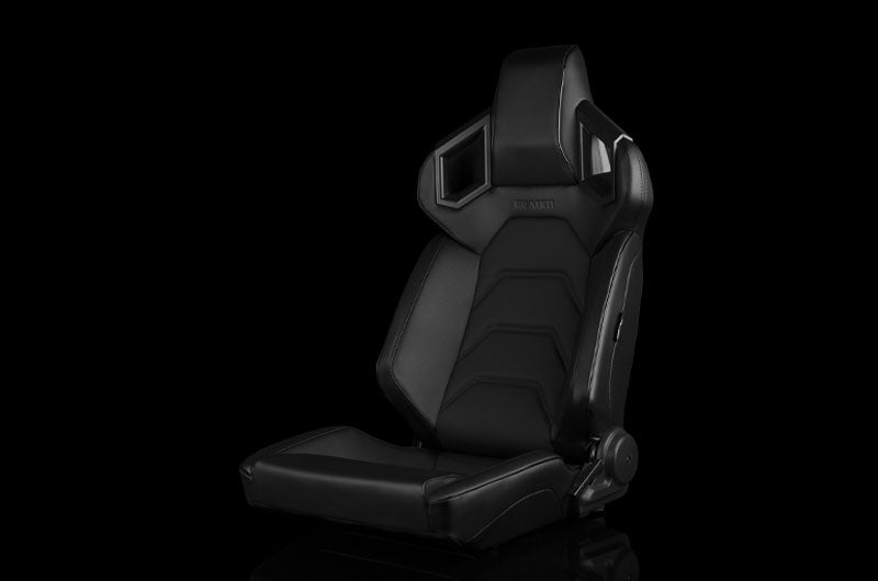 BRMBRR5-BKBS Braum Alpha X Series Sport Seats - Black & Black Stitching - Low Base Version - Universal,