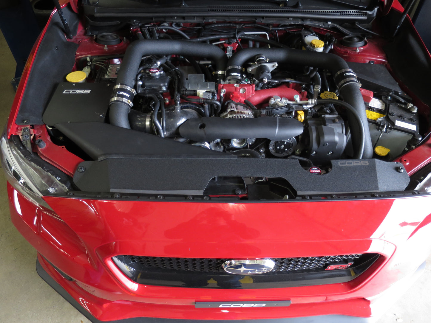 COB815150 COBB Tuning Aluminum Radiator Shroud Black - 2015-2020 WRX / STI,