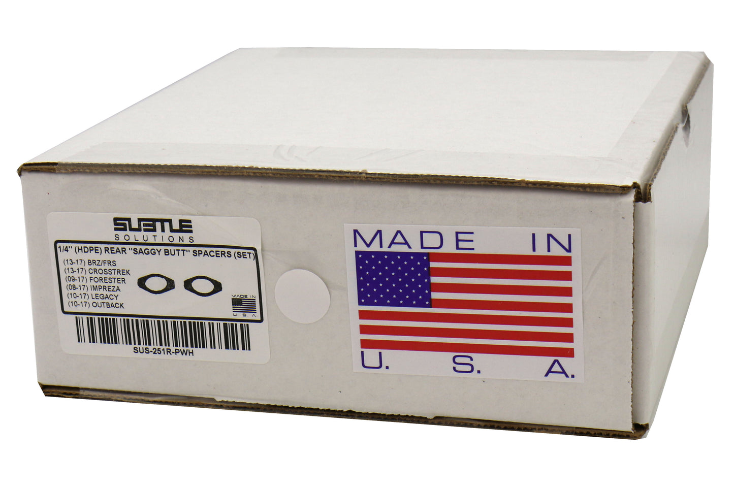 SBTSUS-251R-PWH Subtle Solutions 1/4in Saggy Butt Rear Spacer Set - 2015-2021 Subaru WRX / 2013-2021 FRS / BRZ / 86 / 2014-2017 Forester / 2016-2018 Crosstrek,