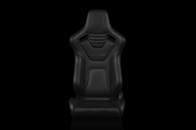 BRMBRR1X-BKBL Braum Elite-X Series Sport Seats - Black Leatherette (Blue Stitching) Pair - Universal,