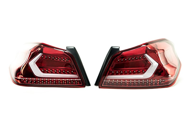 OLMA.70032.1-R OLM Evolution Tail Lights - 2015+ WRX / STI-Red Base-Clear Lens-White LED Bar,