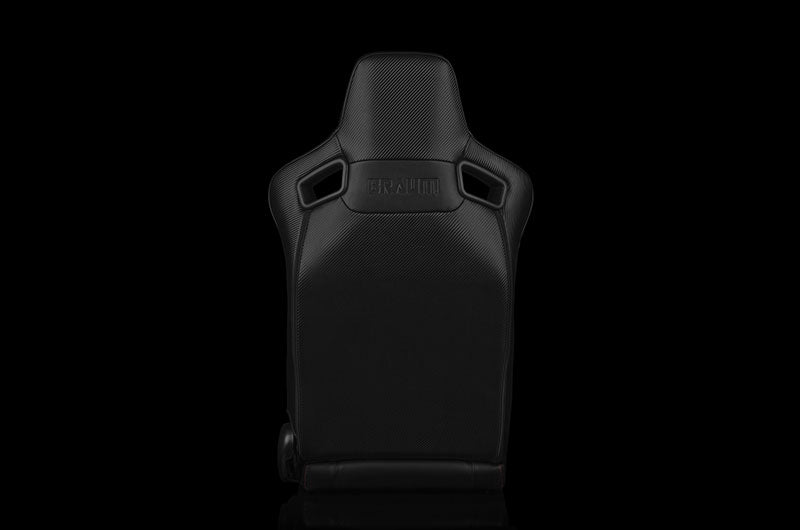 BRMBRR1X-BKRS2 Braum Elite-X Series Sport Seats - Black Leatherette (Red Stitching) Version 2 Pair - Universal,