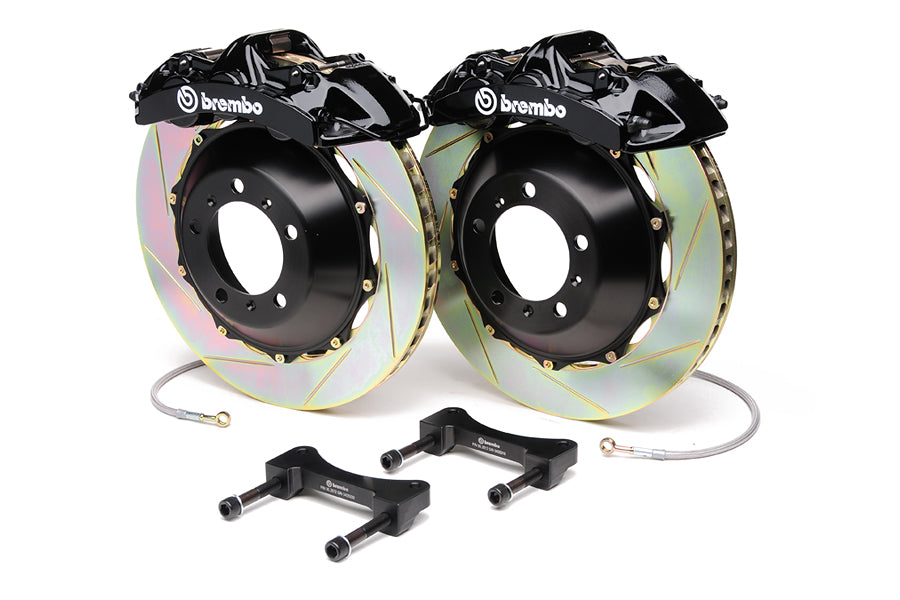 BRE1M2.8034A1 Brembo Gran Turismo 6 Piston Front Brake Kit Black With Slotted Rotors - 2004-2017 Subaru STI,
