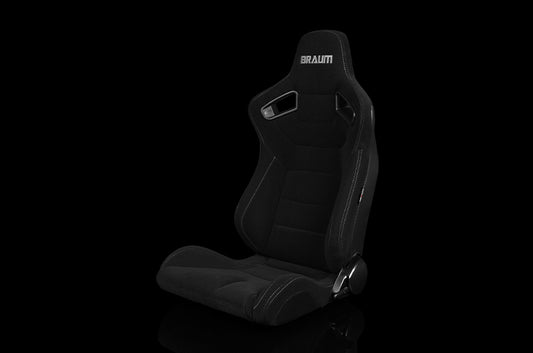 BRMBRR1-BFGS Braum Elite Series Sport Seats - Black Cloth (Grey Stitching) Pair - Universal,